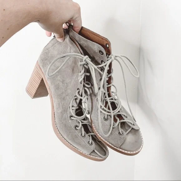 Jeffery Campbell suede cors peep toe booties - Picture 2 of 7